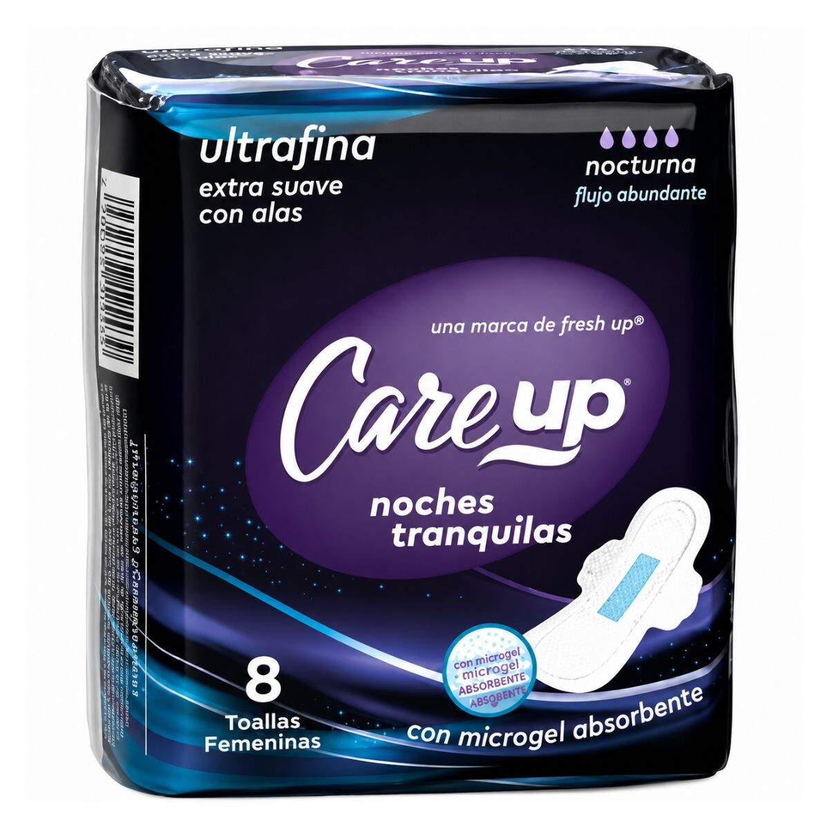 TOALLAS FEMENINAS CARE UP NOCTURNA X 8 UNIDADES 