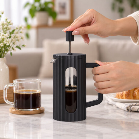 Cafetera Prensa Francesa 350ml Vidrio Borosilicato Negro