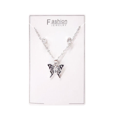 Collar dije mariposa y caravanas hipoalergénicas 1 par Collar Dije Mariposa Y Caravanas Hipoalergénicas 1 Par