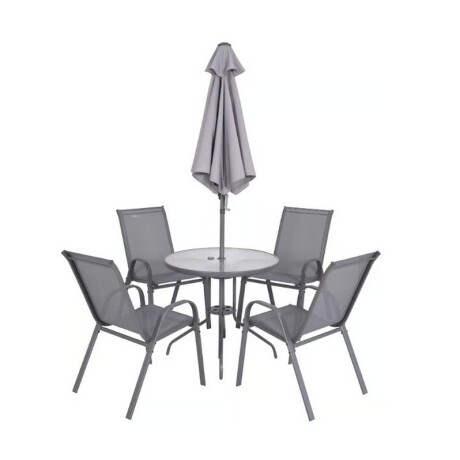 JUEGO DE COMEDOR EXTERIOR NAIROBI DE ACERO 6 PIEZAS GRIS JUEGO DE COMEDOR EXTERIOR NAIROBI DE ACERO 6 PIEZAS GRIS