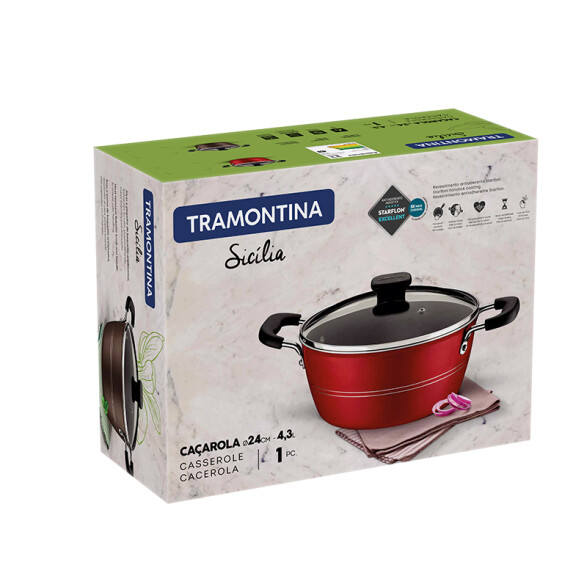 Cacerola con tapa Ø 24cm. - 4.3 lt. "SICILIA" -TRAMONTINA TR6133