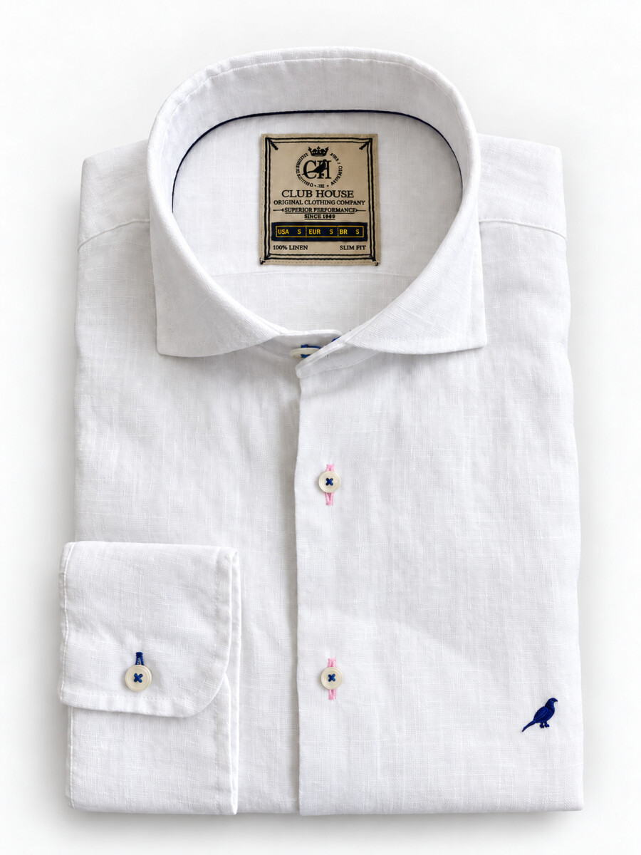 Camisa Lino Hudson Collar - Blanco 