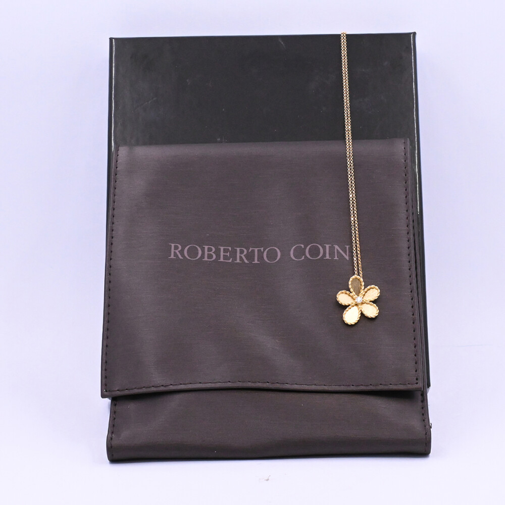 Roberto Coin cadena y dije con brillante oro 18k amarillo con estuche original. Roberto Coin cadena y dije con brillante oro 18k amarillo con estuche original.
