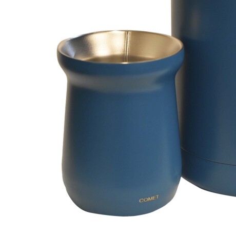 Combo Comet en Acero Inox Termo 1Lt con Manija + Mate 160Ml Azul Petróleo