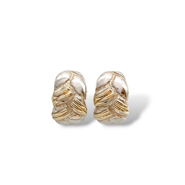 Caravanas Medio aro Vintage-Plata y oro-Sin piedra-CA5090 sinpiedra
