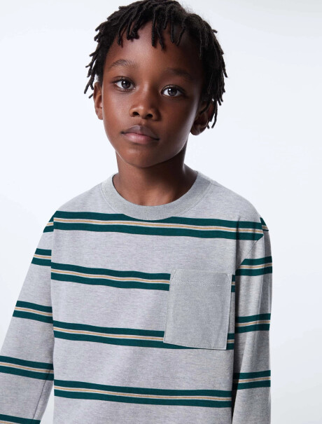CAMISETA INFANTIL A RAYAS GRIS