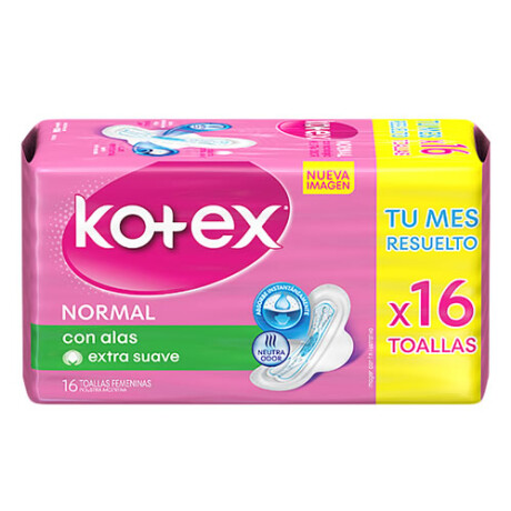 KOTEX TOALLITAS EXTRA PROTECCIÓN CON ALAS 16 UNIDADES KOTEX TOALLITAS EXTRA PROTECCIÓN CON ALAS 16 UNIDADES