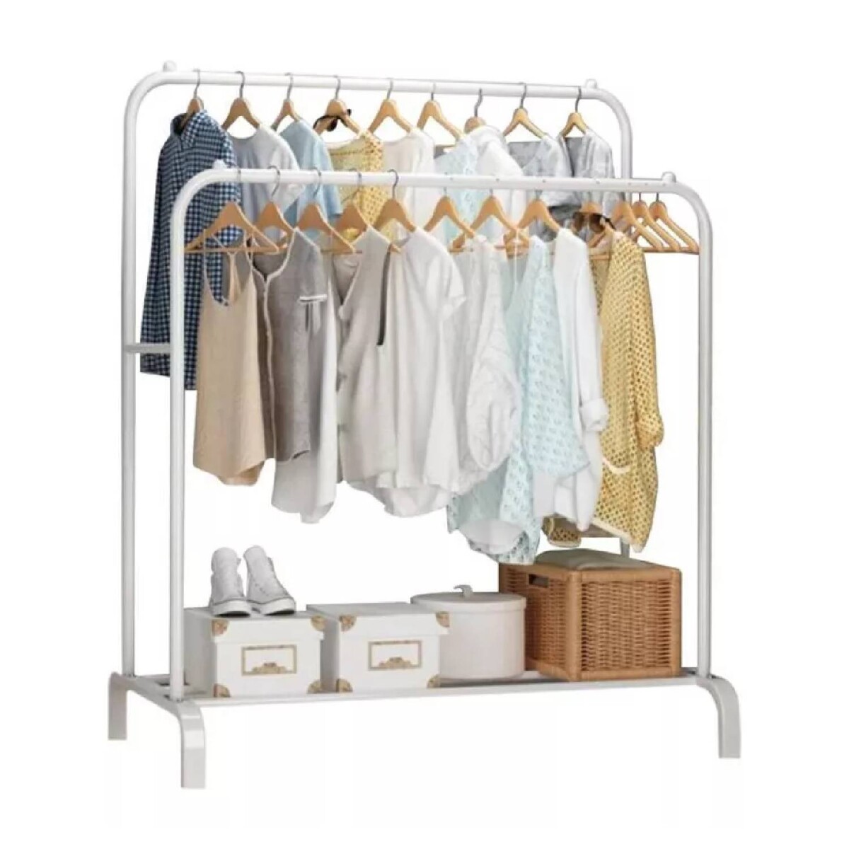 Perchero Organizador de Ropa Closet Hogar de Metal - Blanco 