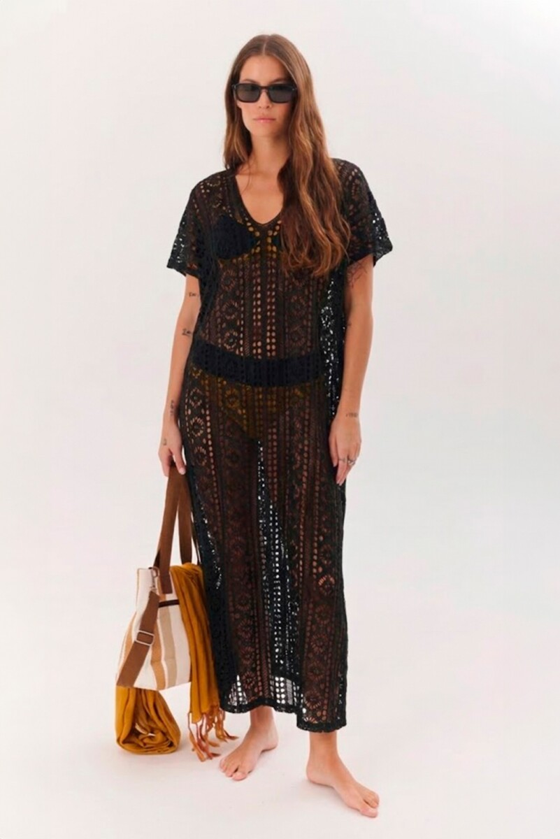 VESTIDO CALADO - NEGRO 