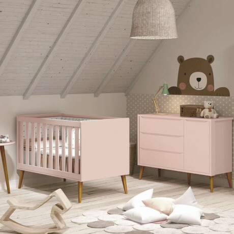 Comoda 3 Cajones 1 Puerta Zapatera Infantil Theo Rosa