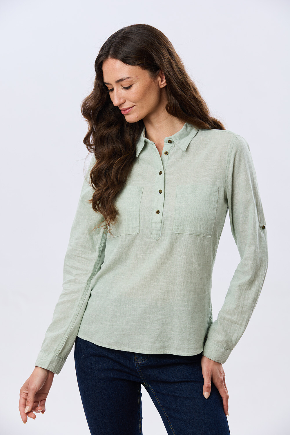 CAMISA DE LINO Menta