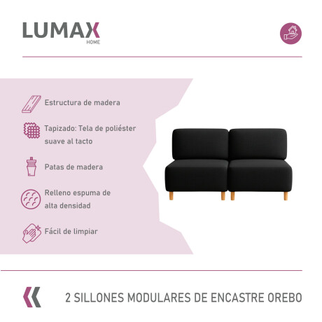 Pack x2 Sillón Modular Lumax de encastre Orebo en caja Negro