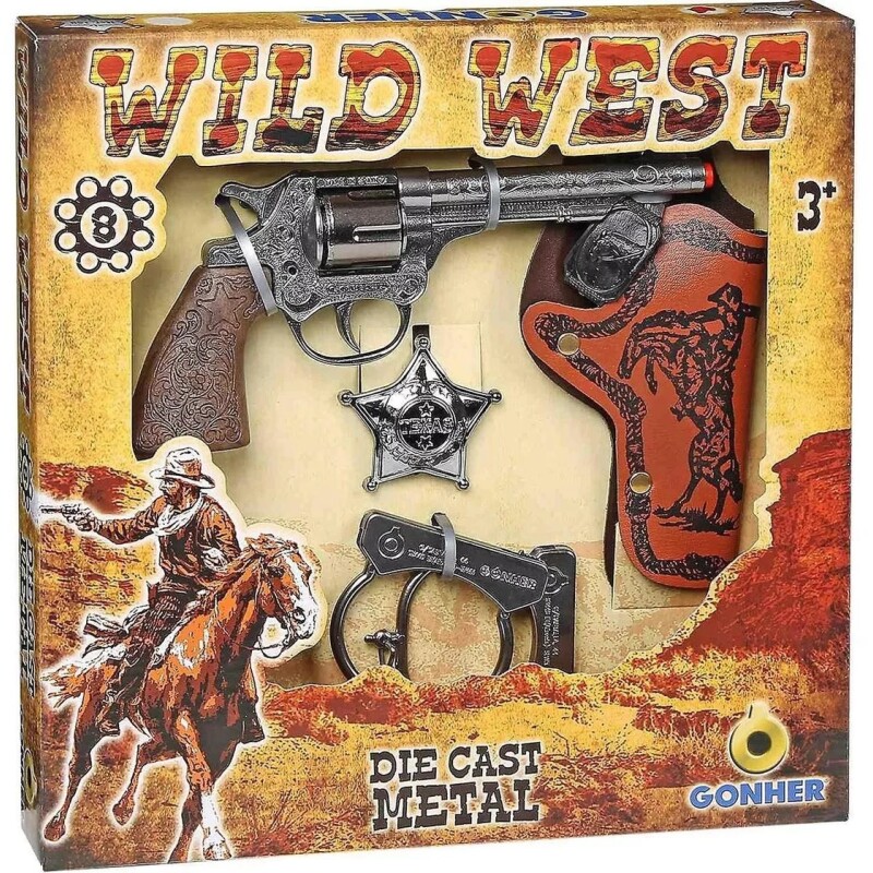 Revolver Gonher Wild West 8 Tiros Placa De Sheriff Esposas Revolver Gonher Wild West 8 Tiros Placa De Sheriff Esposas