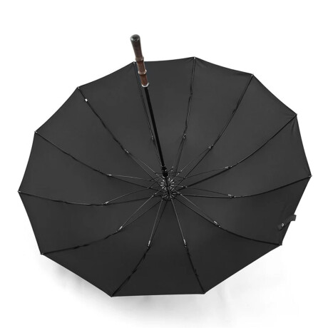 Paraguas Grande Largo Resistente Impermeable Mango Madera Negro