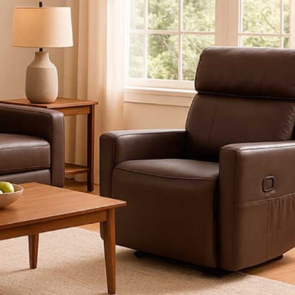 POLTRONA Recliner 1 Cuerpo Simil Cuero Creta Marron Sin color