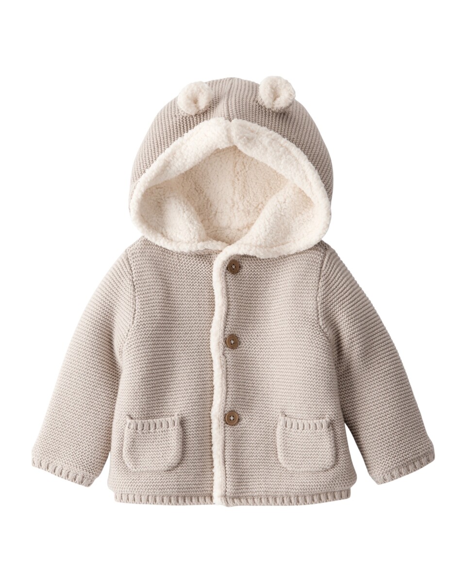 Saco de algodón, con forro de sherpa, beige 