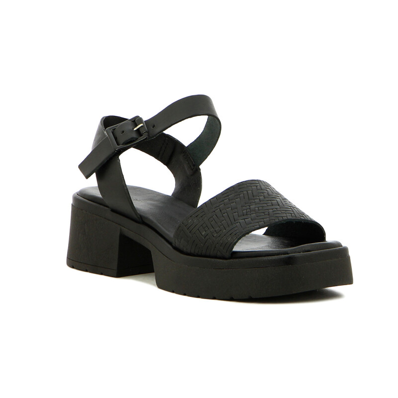 Country Sandalia Dama Tira Ancha C/suela Taco Negro