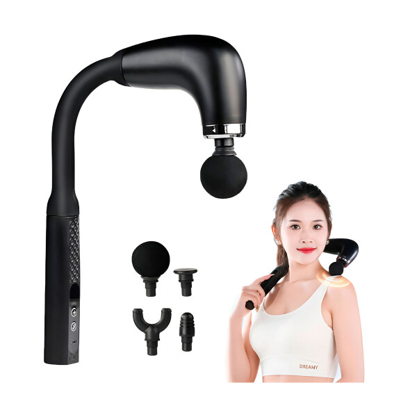 Masajeador Pistola De Masaje 9 Velocidades 4 Niveles USB Color Negro