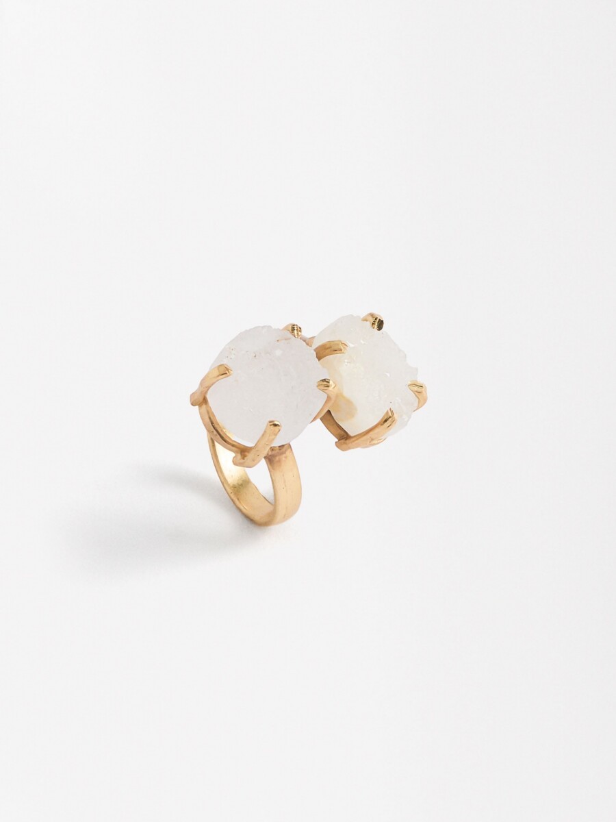Anillo Cruzado Con Piedras rosa