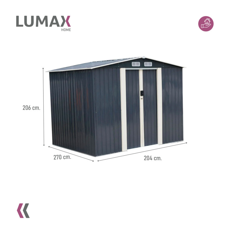 Caseta Galpon Jardin Lumax cumbria Gris Oscuro 204x270x206 Caseta Galpon Jardin Lumax cumbria Gris Oscuro 204x270x206