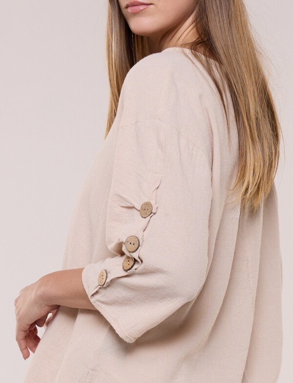 Blusa Algodón Botones BEIGE