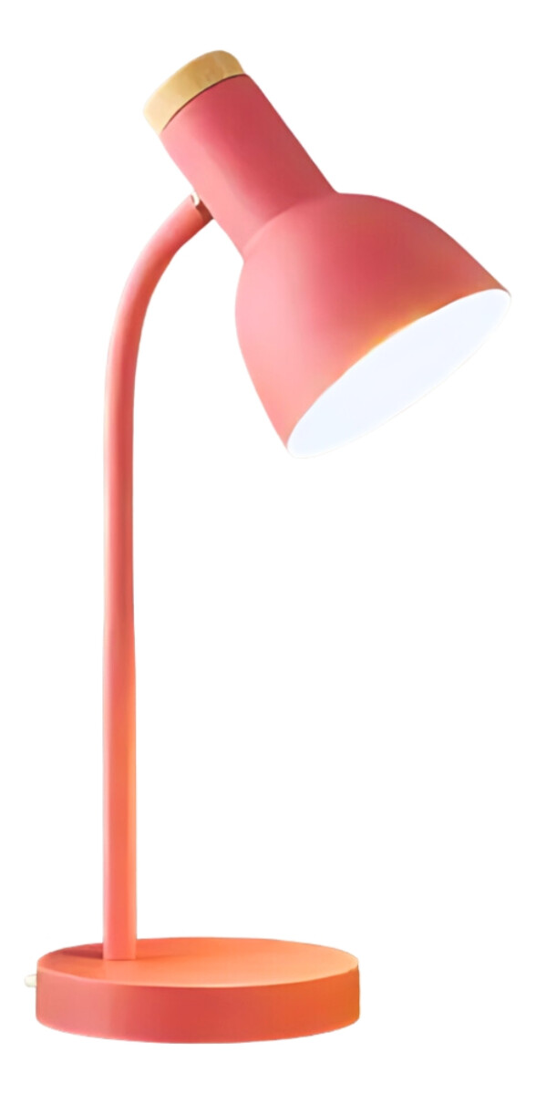 Lampara De Escritorio Portatil Nordica Con Madera Vintage - Rosa 