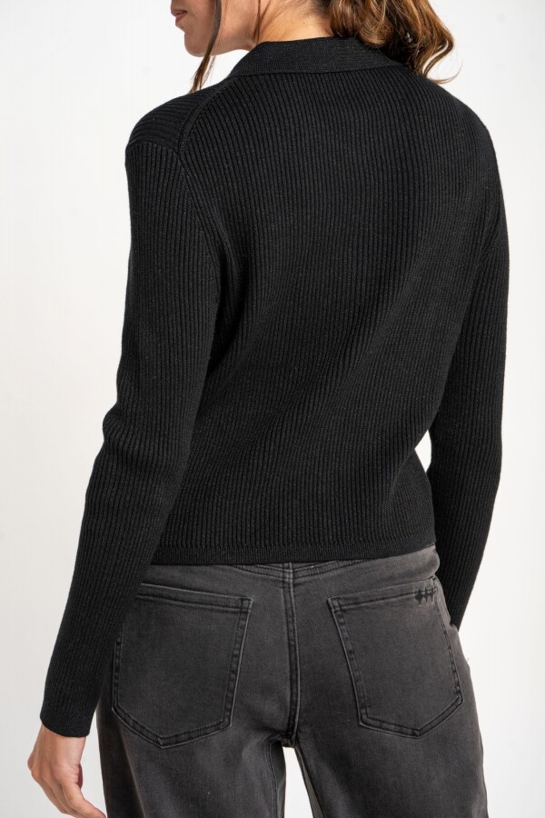 Cardigan Cuello Polo Negro