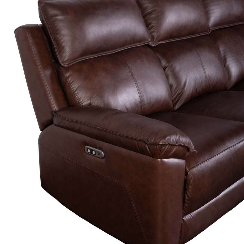 RECLINER ELÉCTRICO 3 CUERPOS CUERO-Y-SIMIL-CUERO MARRON JOSHUA