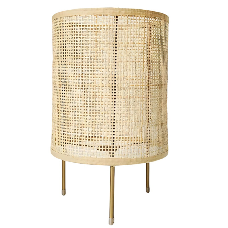 Lámpara Portátil De Escritorio Rattan Praga Beige