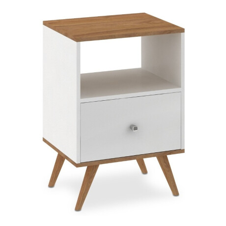 Mesa De Luz Linea Nordica Living Dormitorio 1 Cajon Blanco