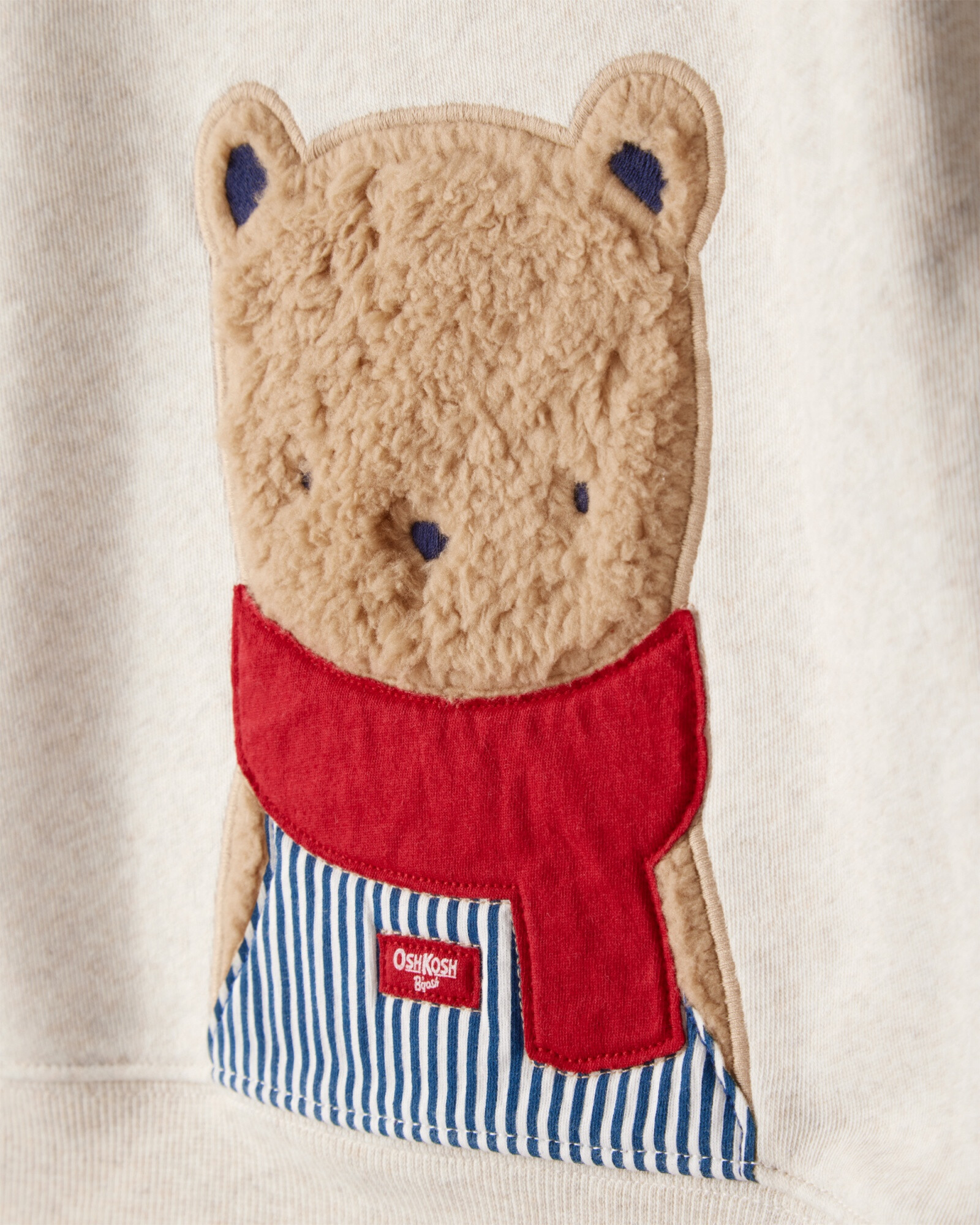 Buzo de algodón con felpa, beige, estampa oso Sin color