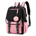 Mochila Estilo Coreano Kawaii Impermeable Notebook y USB Rosa