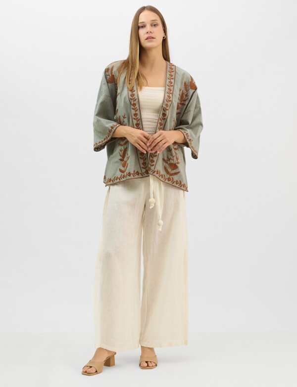 Cardigan Kimono Bordado OLIVA/MULTI