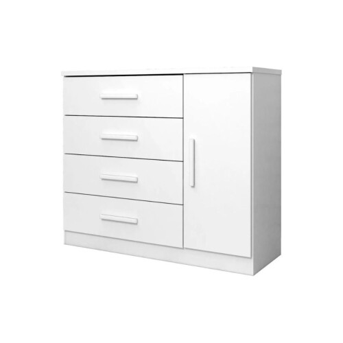 Cómoda Zapatera Genova Plus 1 Puerta 4 Cajones Blanco