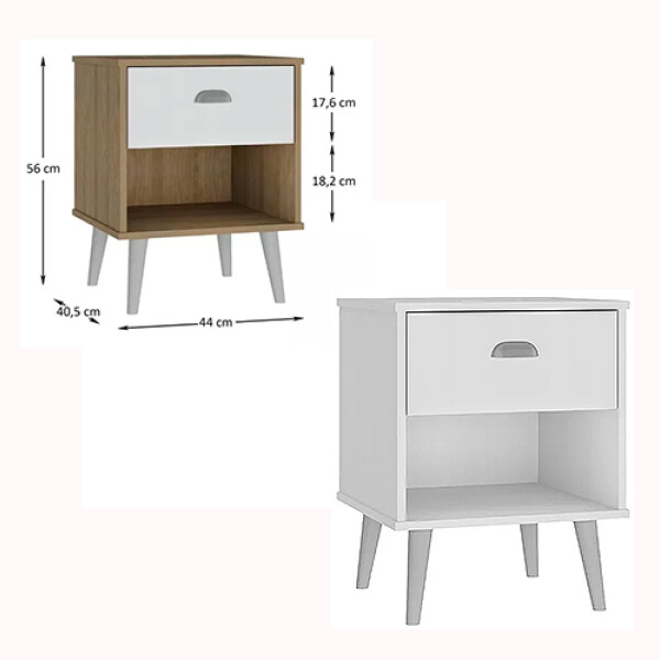 MESA DE LUZ RTD CR 2006- 1 Cajon + 1 Estante -BL/Nogal- BL Sin color