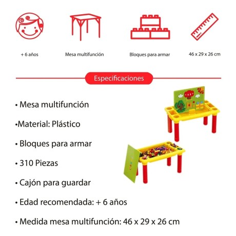 Set Mesa Multifunción con Bloques para Armar 310 Piezas 001