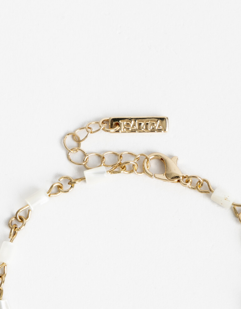 Pulseras Flexibles Color Pulsera Flexible Beads Y Nácar - Dorado