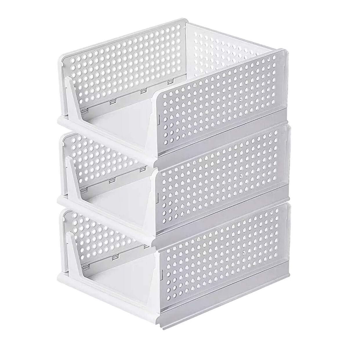 Set x3 Cesto organizador apilable alta G - BLANCO 