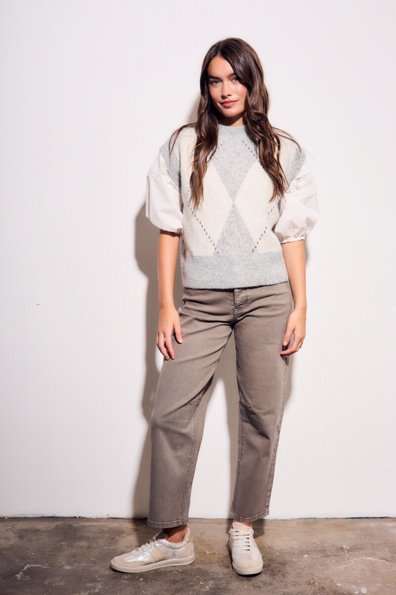 Chaleco Rombos Gris Melange