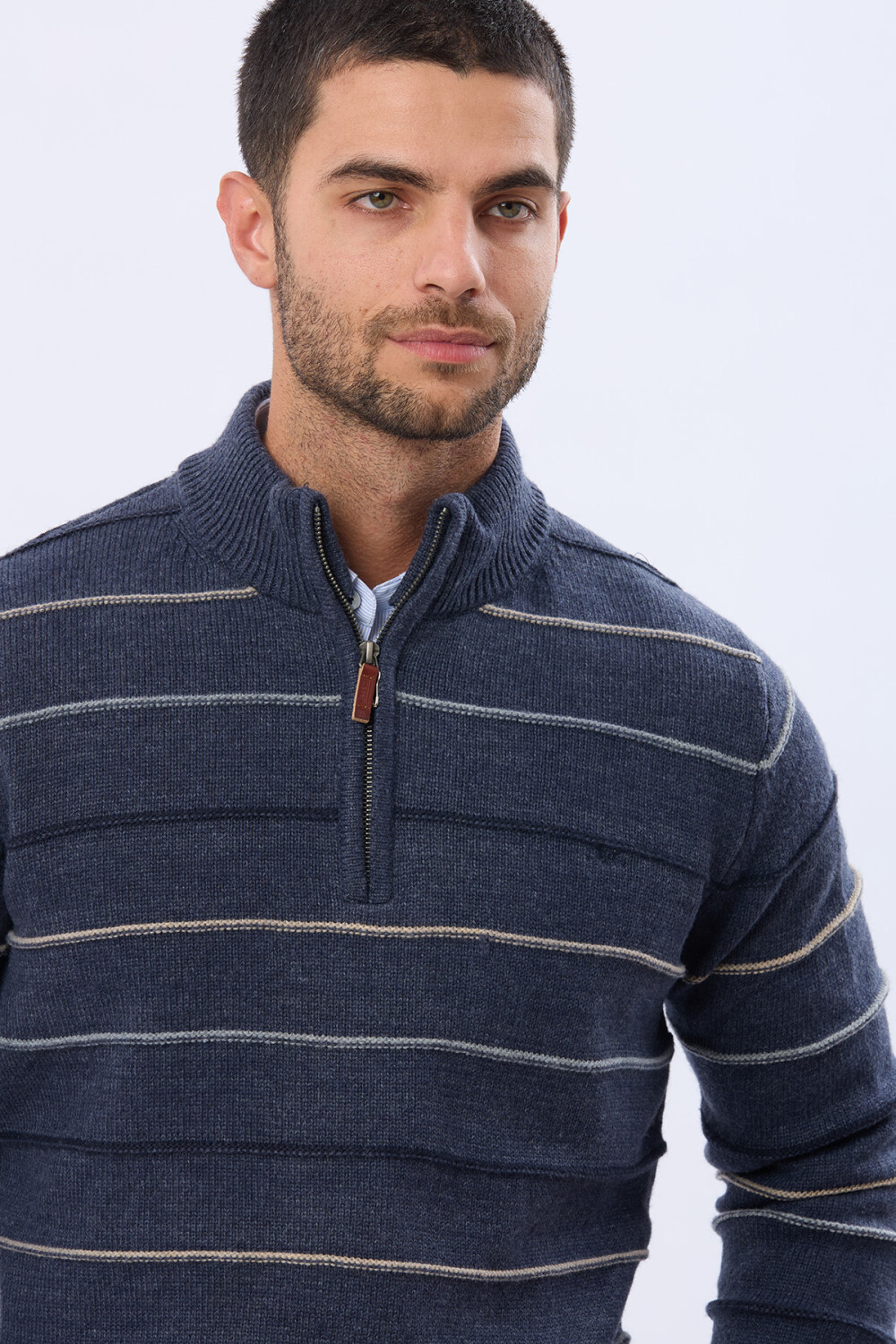 BUZO ALGODÓN TEJIDO 1/2 CIERRE Piedra