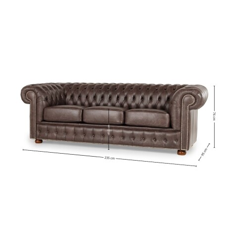 Sofá Chesterfield Novo - Cuero Advanced - 3 cuerpos Smoke - (Preventa)