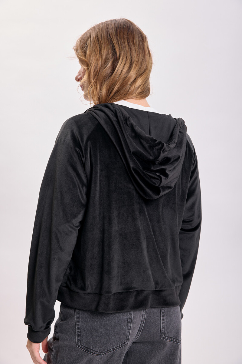Campera de plush manga ranglan Negro