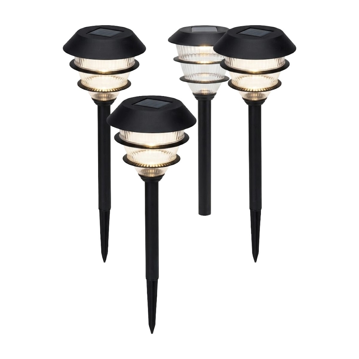 SET LAMPARA LED SOLAR NEGRO C/ESTACA 4PZAS 