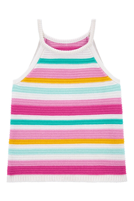 Musculosa a crochet, diseño a rayas Sin color