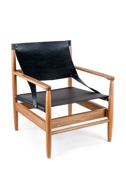Montana POLTRONA MONTANA IN NATURA Y CUERO NEGRO 75X74X88H CM
