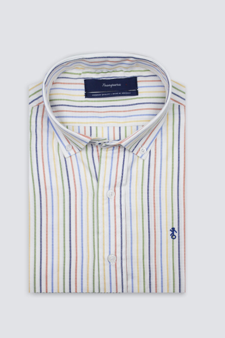 Camisa de Hombre Premium Rayada Raya Multicolor