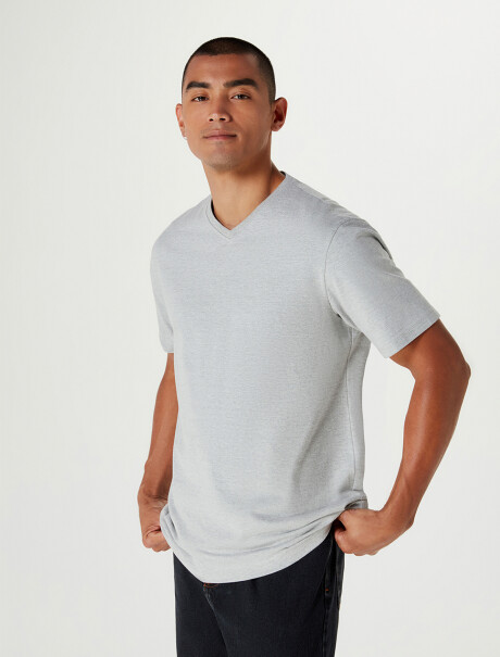 CAMISETA UNISSEX ESCOTE V SUPER COTTON GRIS