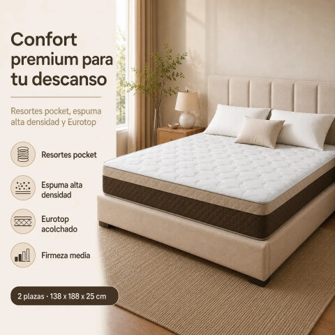 Colchón Queen Pocket Eurotop con Pillow Colchón Queen Pocket Eurotop con Pillow
