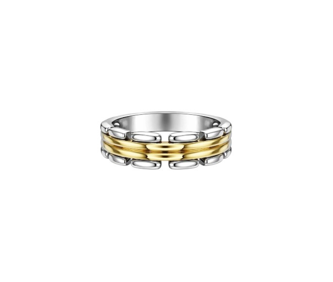 Anillo Labrado - Plata y Oro- Sin Piedra-AN5979 - sinpiedra 