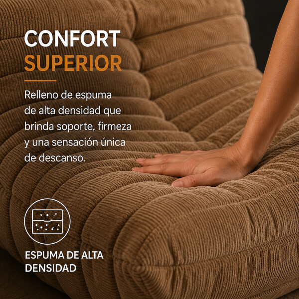Sillón ComboHome Toggo 1 Cuerpo Lazy Sofa Puff Corderoy Marrón 1